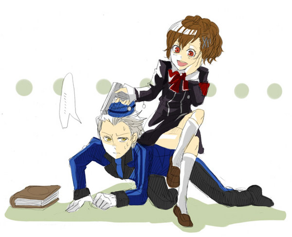 shiomi kotone and theodore (persona and 2 more) drawn by chia_(pixiv_959450)