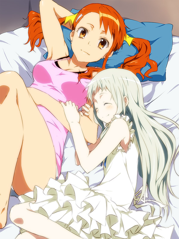 honma meiko and anjou naruko (ano hi mita hana no namae wo bokutachi wa mada shiranai.) drawn by maruki_(punchiki)
