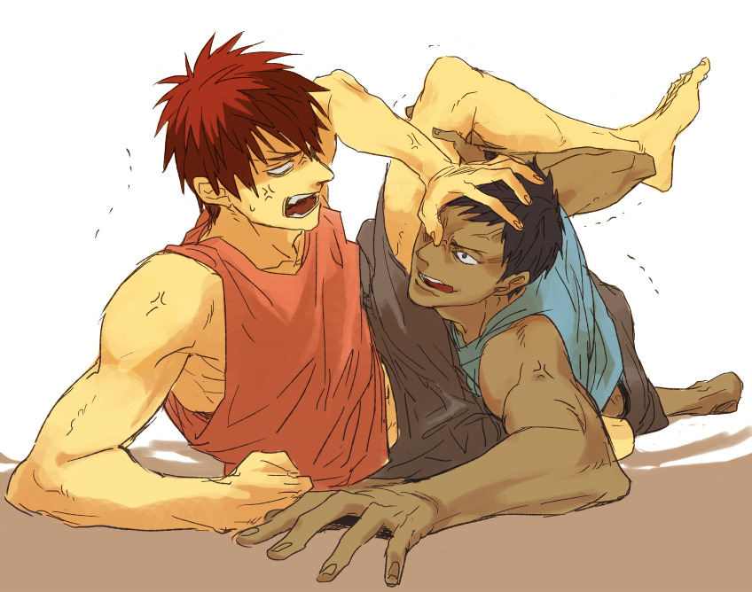 aomine daiki and kagami taiga (kuroko no basuke) drawn by negushi
