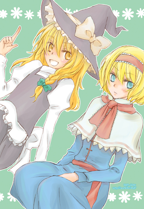 kirisame marisa and alice margatroid (touhou) drawn by saneyoshi