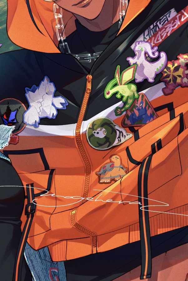 raihan, goodra, torkoal, duraludon, turtonator, and 2 more (pokemon and 1 more) drawn by moge-hera