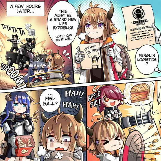 texas, exusiai, mostima, emperor, bison, and 1 more (arknights) drawn by hm_(hmongt)