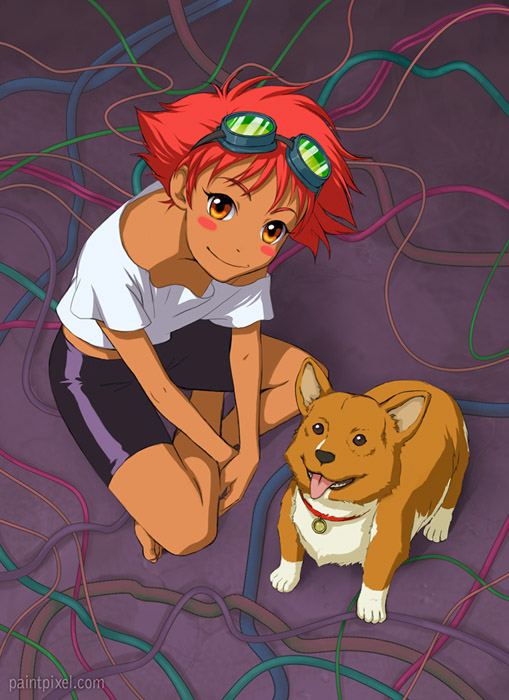 edward wong hau pepelu tivrusky iv and ein (cowboy bebop) drawn by paintpixel