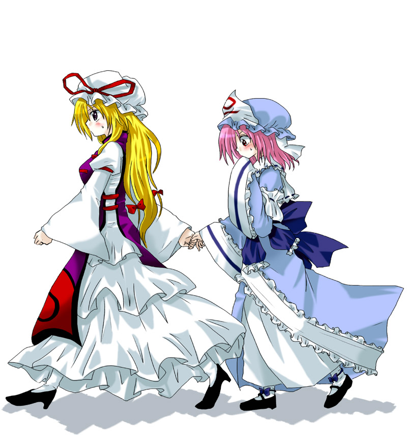 yakumo yukari and saigyouji yuyuko (touhou) drawn by unya