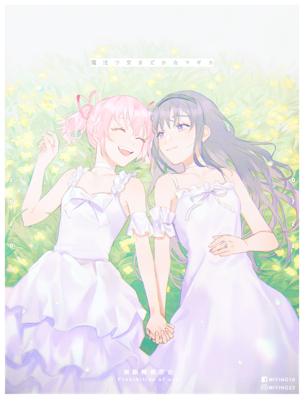 akemi homura and kaname madoka (mahou shoujo madoka magica and 1 more) drawn by miying_(ho_ru03_15)