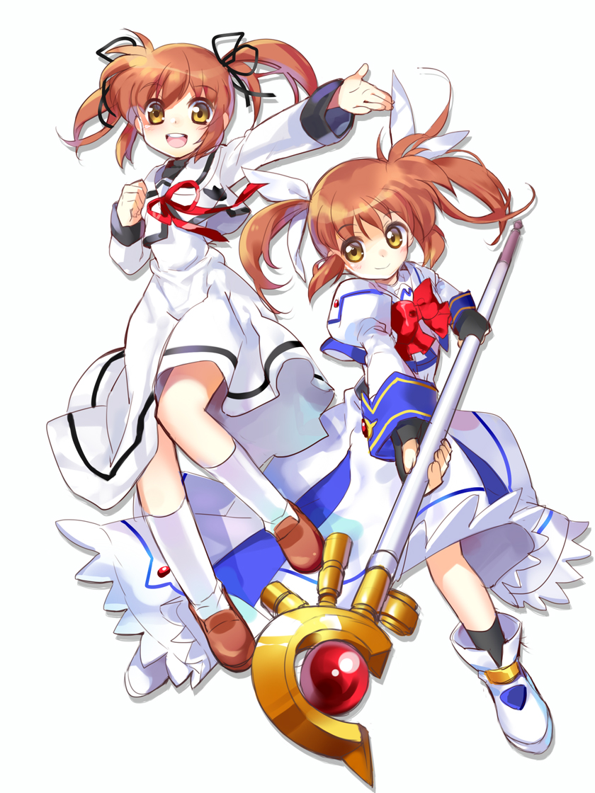 takamachi nanoha and raising heart (lyrical nanoha and 2 more) drawn by jinno_(megacake)