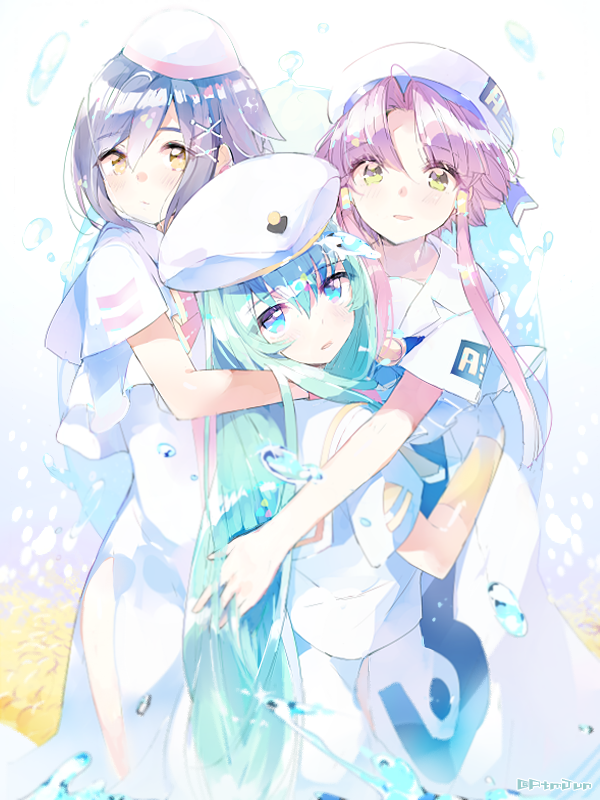 mizunashi akari, alice carroll, and aika granzchesta (aria) drawn by atsumi_jun