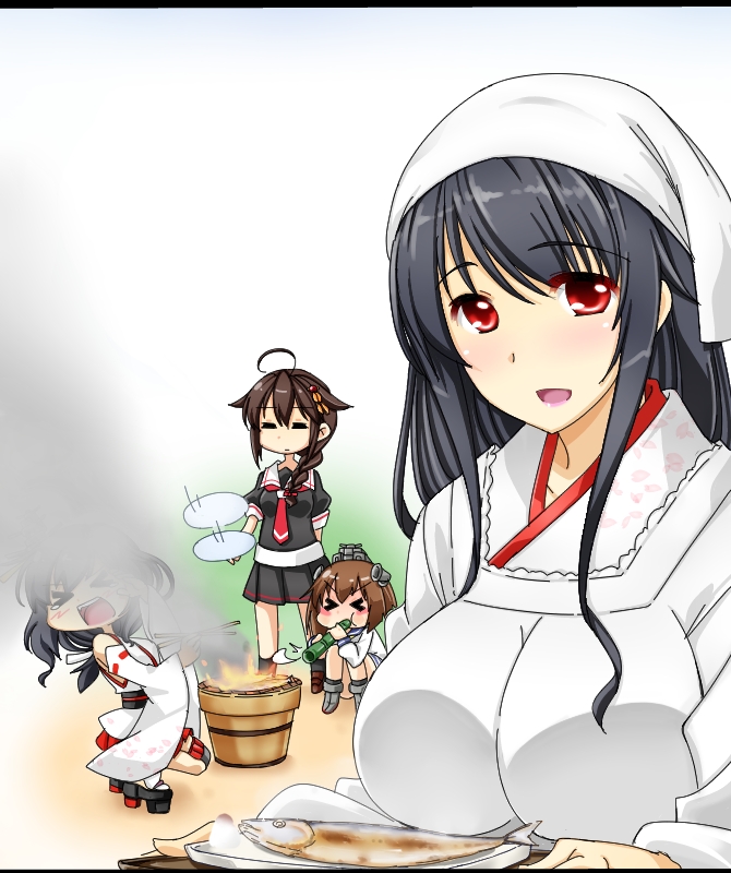 shigure, shigure kai ni, yukikaze, yamashiro, and fusou (kantai collection) drawn by kuon_(nokokopopo)