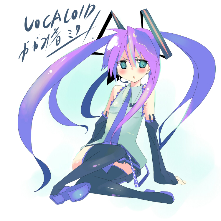 hatsune miku and hiiragi kagami (vocaloid and 1 more) drawn by kanikama