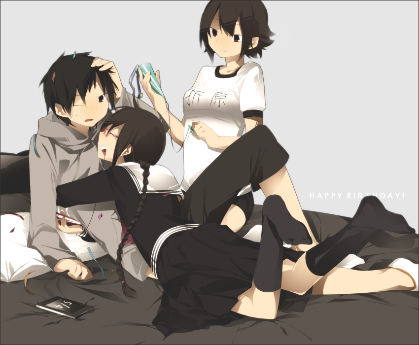 orihara izaya, orihara mairu, and orihara kururi (durarara!!) drawn by ciel_arc