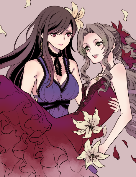 tifa lockhart and aerith gainsborough (final fantasy and 2 more) drawn by mono0805