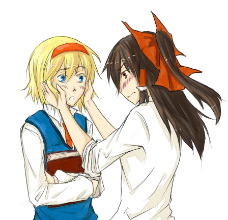 hakurei reimu and alice margatroid (touhou) drawn by catyll