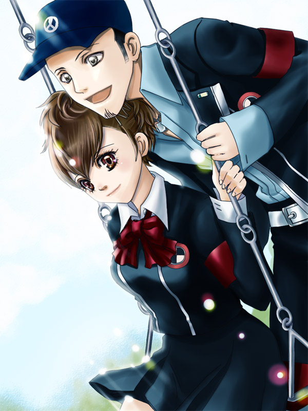 shiomi kotone and iori junpei (persona and 2 more) drawn by alps2525