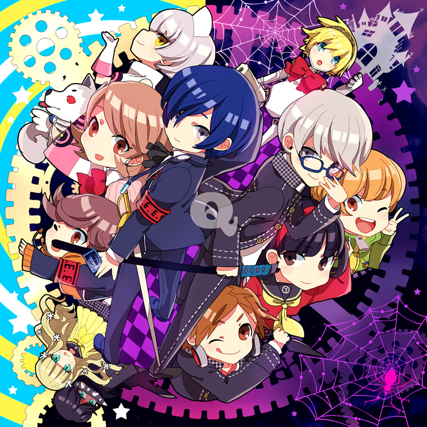narukami yu, yuuki makoto, satonaka chie, aigis, amagi yukiko, and 6 more (persona and 4 more) drawn by houhou_(black_lack)