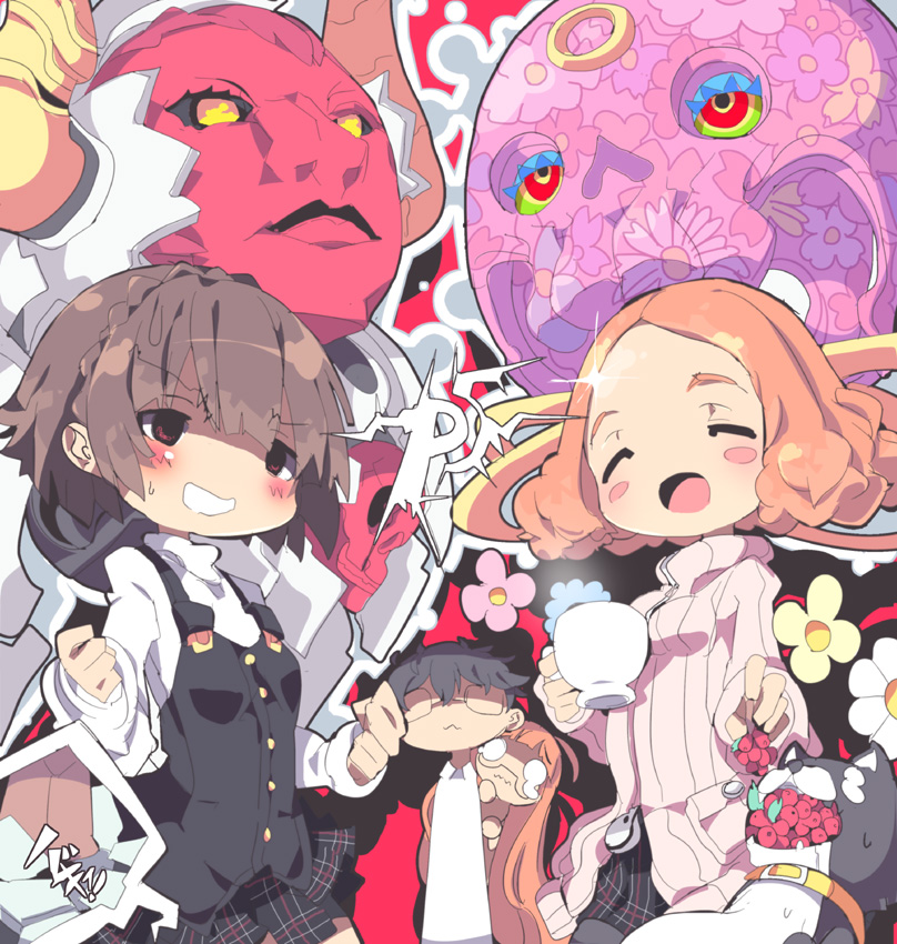 amamiya ren, sakura futaba, niijima makoto, okumura haru, morgana, and 2 more (persona and 1 more) drawn by dangomushi