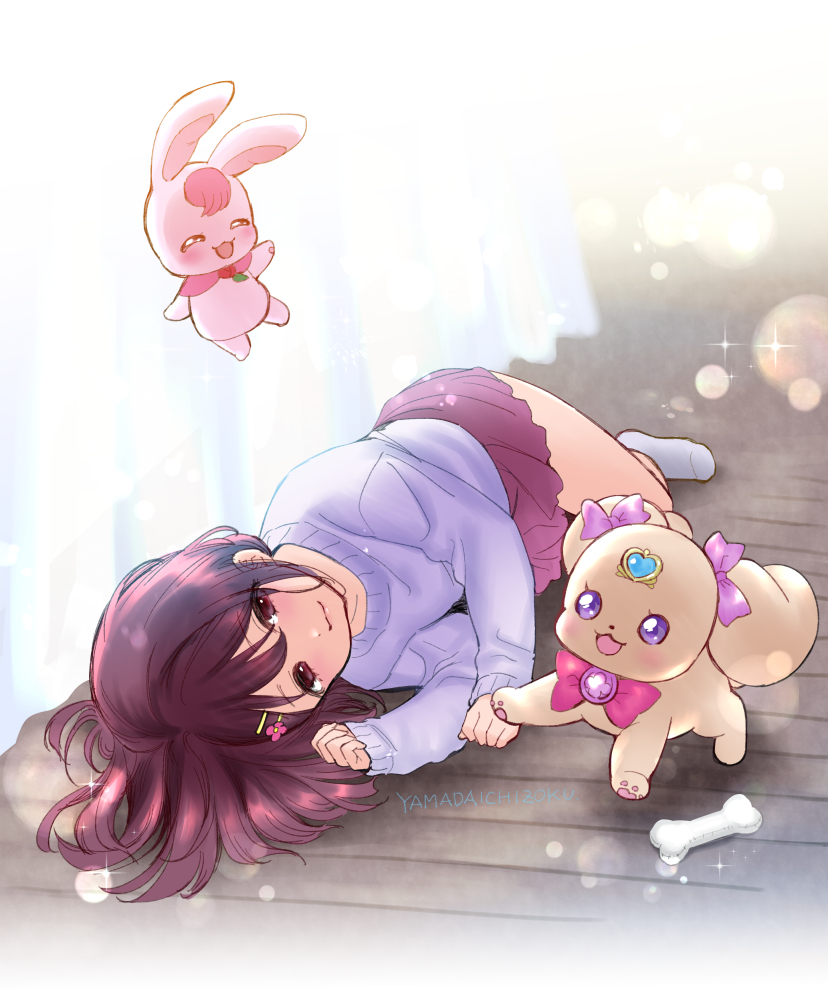 hanadera nodoka, rabirin, and latte (precure and 1 more) drawn by yamada_ichizoku