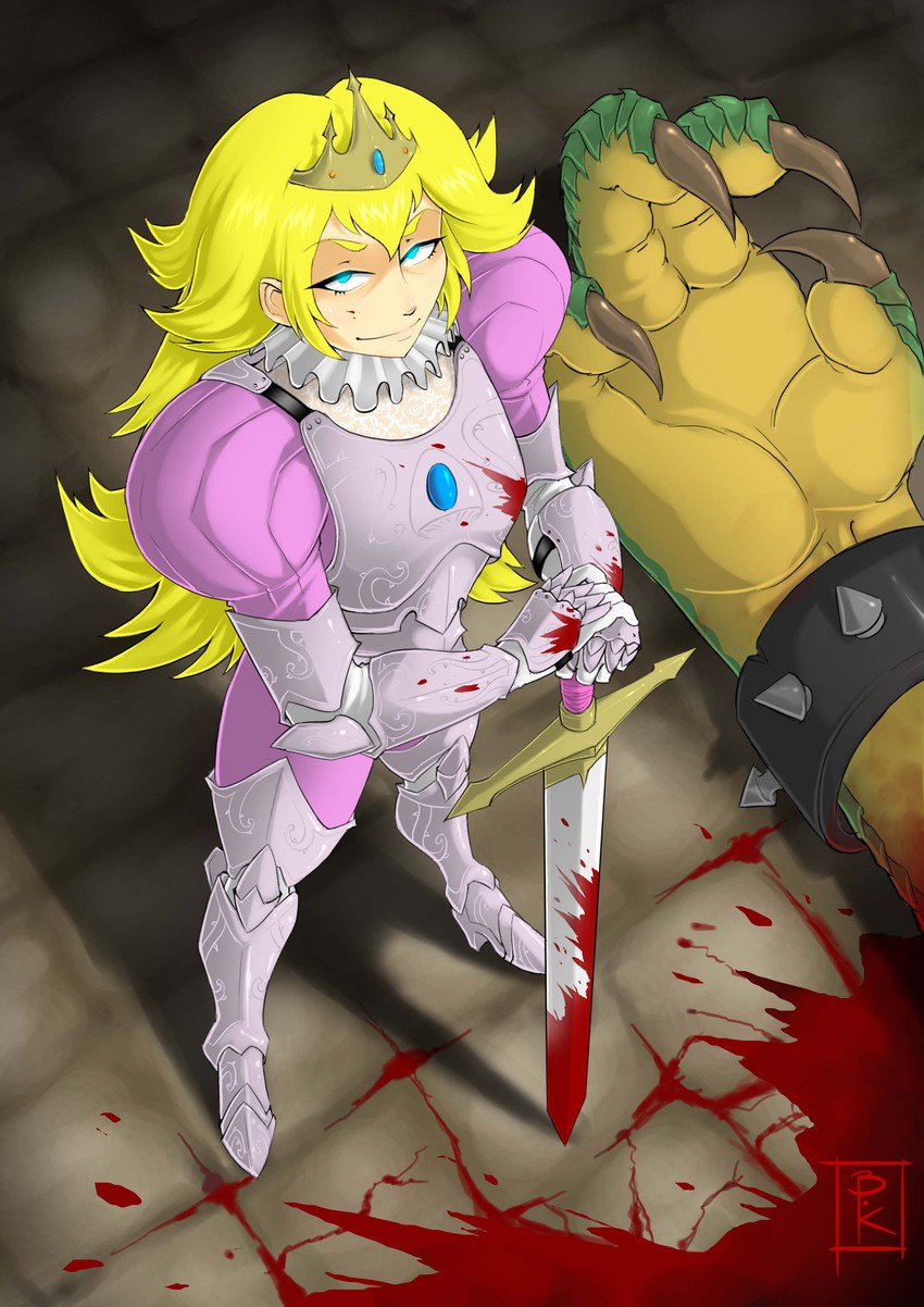 princess peach and bowser (mario) drawn by blunt-katana