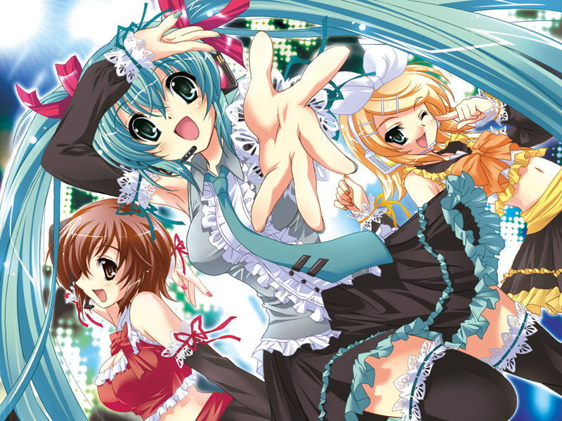 hatsune miku, kagamine rin, and meiko (vocaloid) drawn by suzui_narumi