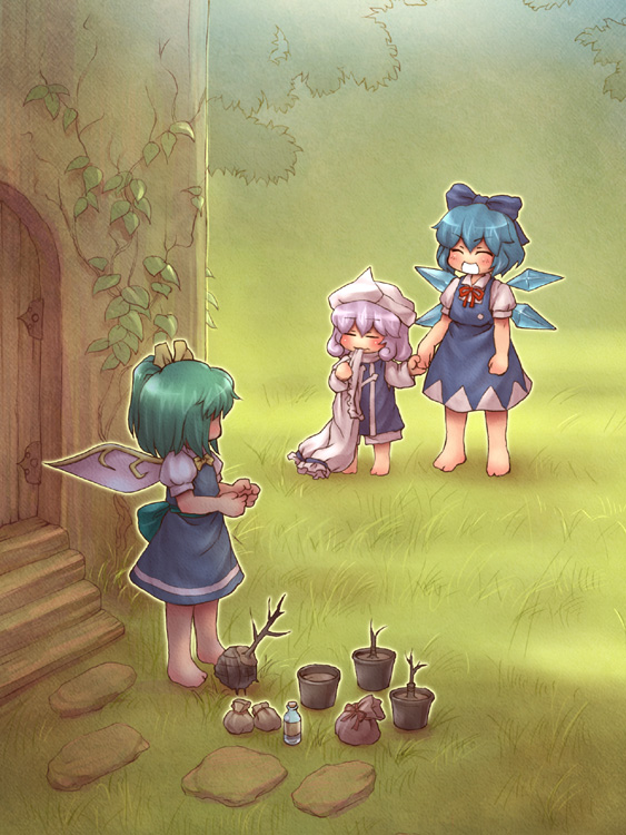 cirno, daiyousei, and letty whiterock (touhou) drawn by sankuma
