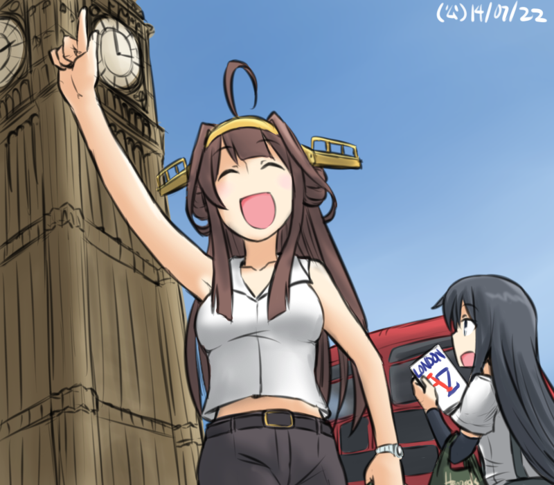 kongou and asashio (kantai collection) drawn by hamu_koutarou