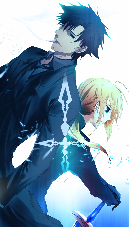 artoria pendragon, saber, and emiya kiritsugu (fate and 1 more) drawn by aonome