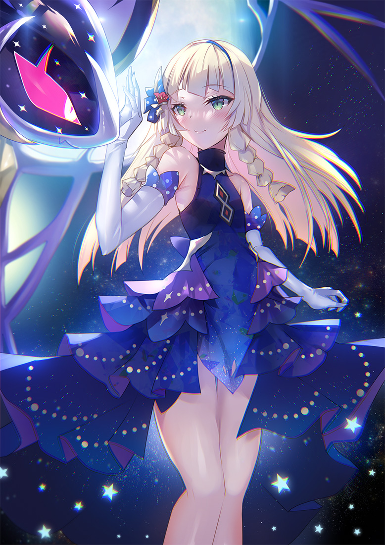 lunala and lillie (pokemon and 1 more) drawn by inoue_takuya_(tactactak)