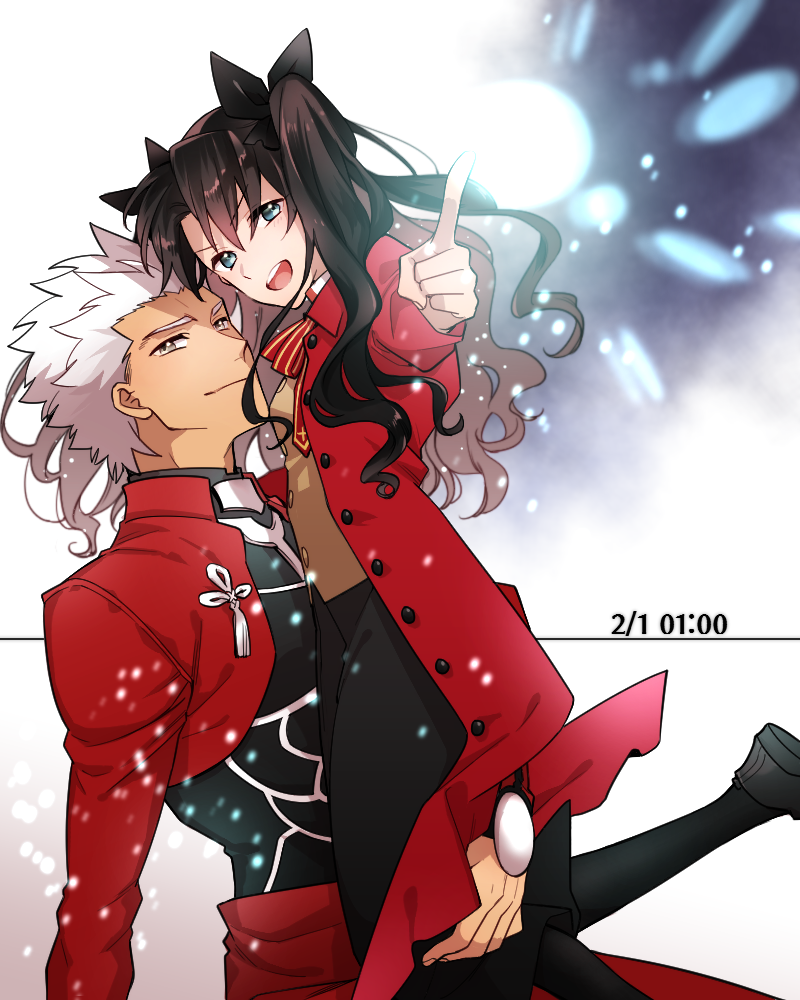 tohsaka rin and archer (fate and 1 more) drawn by ran_(ran_0605)