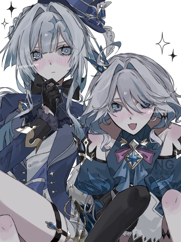 furina and cerydra (genshin impact and 3 more) drawn by rurusorachan