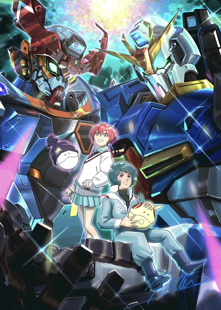amate yuzuriha, haro, kamille bidan, zeta gundam, and gquuuuuux (gundam and 2 more) drawn by totthii0081