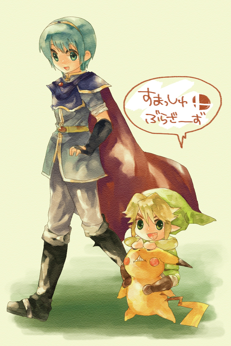 link, pikachu, marth, and toon link (pokemon and 4 more) drawn by yuzuma_(321353)