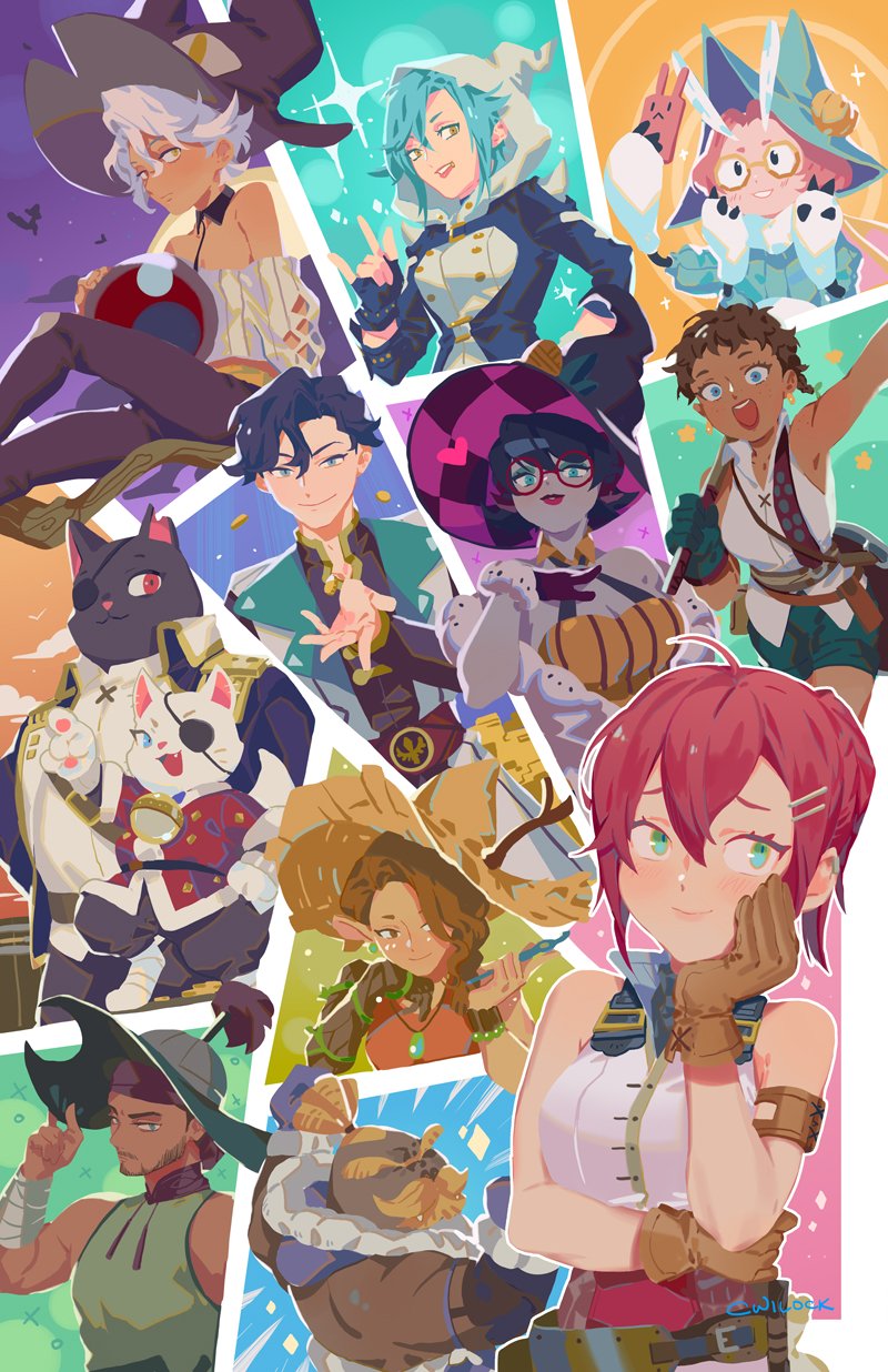 sylvia, roxanne, saffron, quinn, muktuk, and 7 more (potionomics) drawn by cwilocky