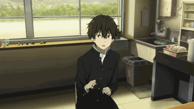 chitanda eru, oreki houtarou, and ibara mayaka (hyouka)