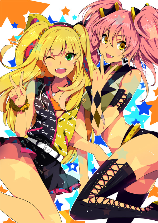 jougasaki mika and jougasaki rika (idolmaster and 1 more) drawn by akishima_kei