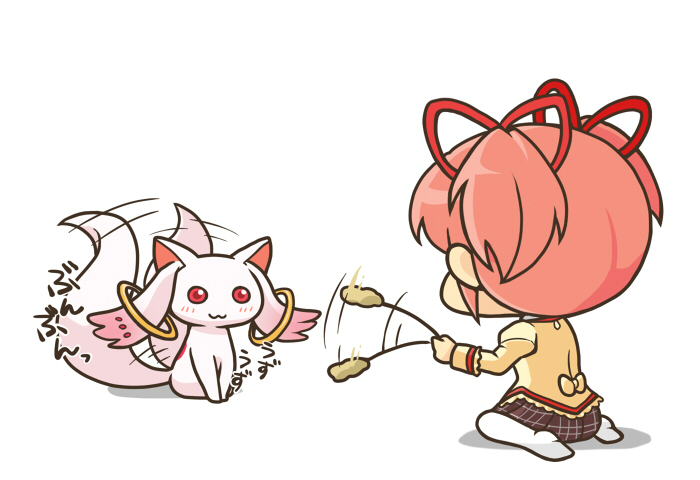 kaname madoka and kyubey (mahou shoujo madoka magica) drawn by kuji_(nmids)