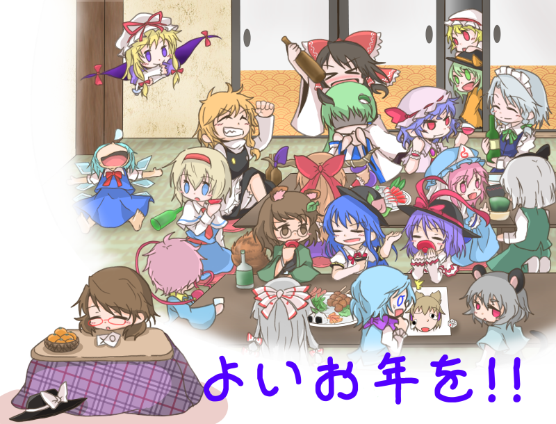 hakurei reimu, kirisame marisa, remilia scarlet, flandre scarlet, izayoi sakuya, and 16 more (touhou) drawn by denciu
