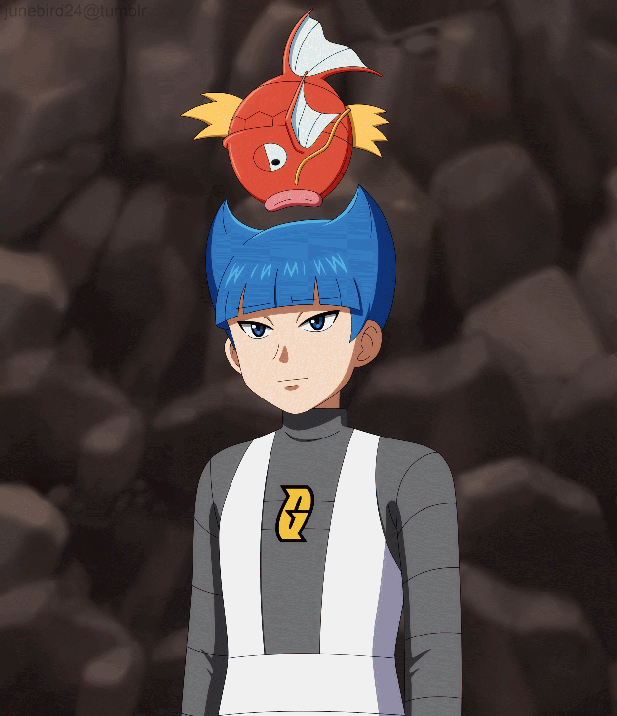 magikarp and saturn (pokemon and 1 more) drawn by junebird24