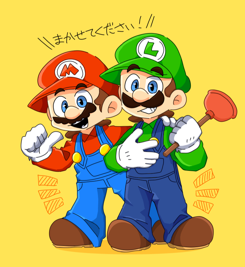 mario and luigi (mario and 1 more) drawn by yugu7837