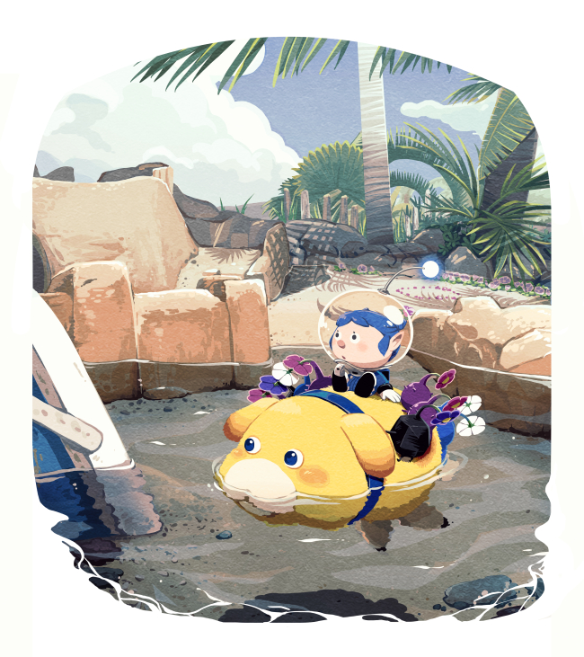 blue pikmin, purple pikmin, rescue officer, rock pikmin, and oatchi (pikmin and 1 more) drawn by potsupo