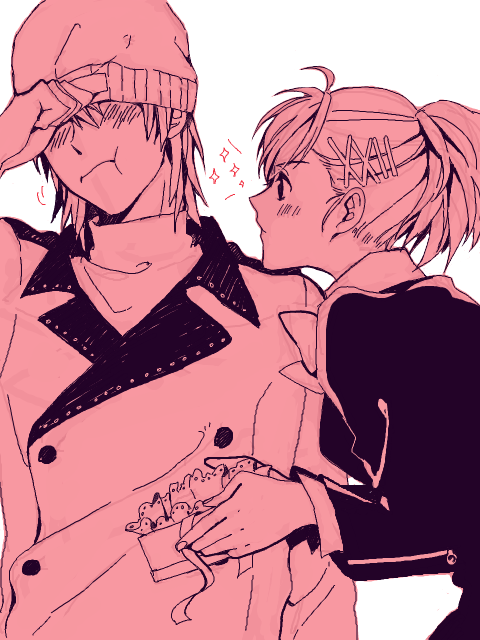 shiomi kotone and aragaki shinjirou (persona and 2 more) drawn by shiro96
