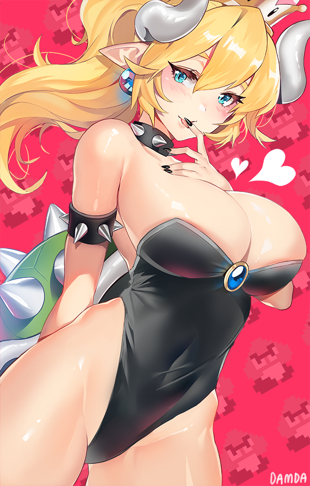 bowsette and goomba (mario and 1 more) drawn by damda