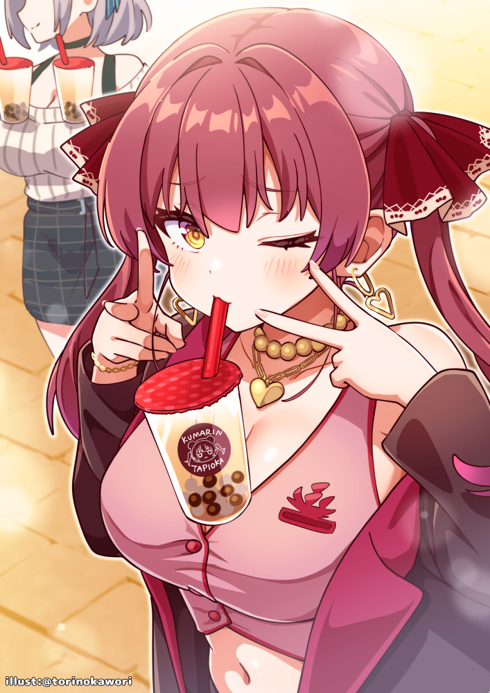 houshou marine, shirogane noel, and houshou kumarine (hololive and 1 more) drawn by torinokawori