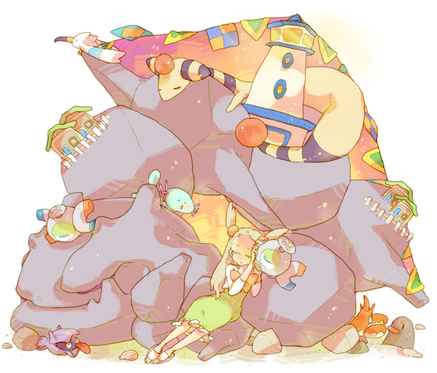 magnemite, wingull, wooper, jasmine, ampharos, and 4 more (pokemon and 1 more) drawn by katiko
