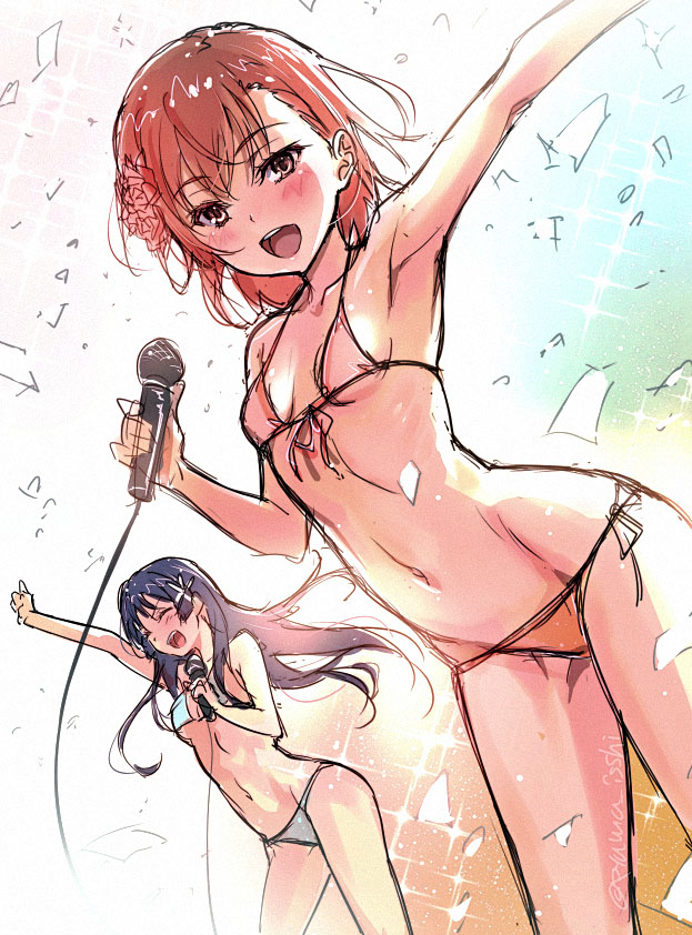 misaka mikoto and saten ruiko (toaru majutsu no index and 1 more) drawn by isshi_pyuma