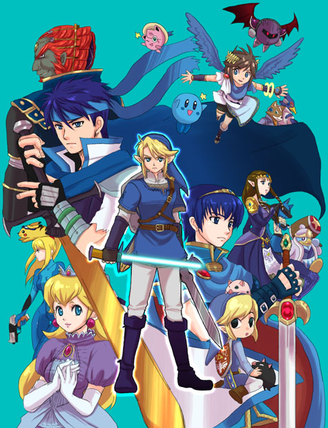 link, pikachu, princess zelda, kirby, princess peach, and 12 more (pokemon and 11 more)