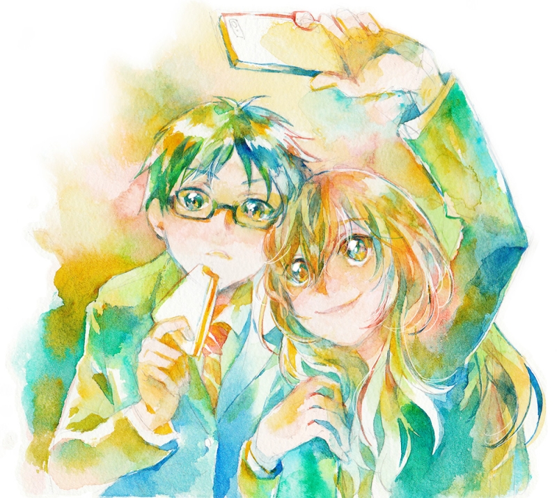 miyazono kawori and arima kousei (shigatsu wa kimi no uso) drawn by yamashiro_(heisi-chan)