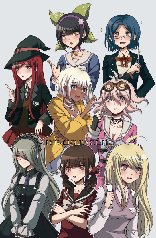 akamatsu kaede, harukawa maki, iruma miu, yumeno himiko, yonaga angie, and 3 more (danganronpa and 1 more) drawn by criis-chan