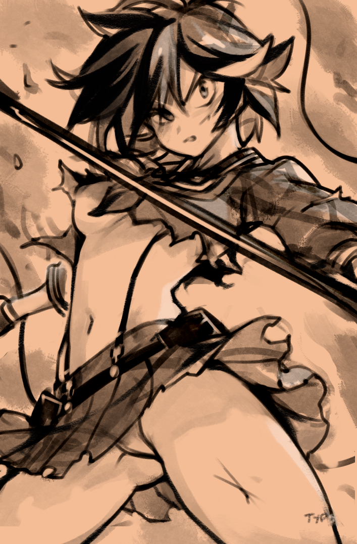 matoi ryuuko and senketsu (kill la kill) drawn by optionaltypo