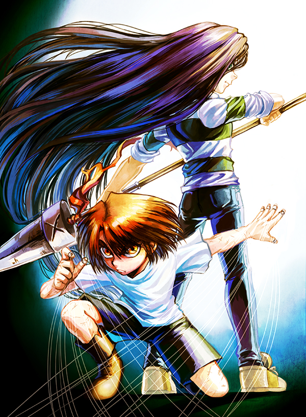 aotsuki ushio and saiga masaru (ushio to tora and 1 more) drawn by raku_(howdy)