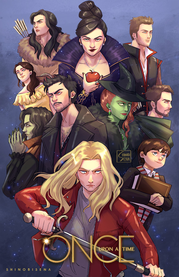 captain hook, wicked witch of the west, emma swan, belle, regina mills, and 8 more (once upon a time) drawn by shinobisena
