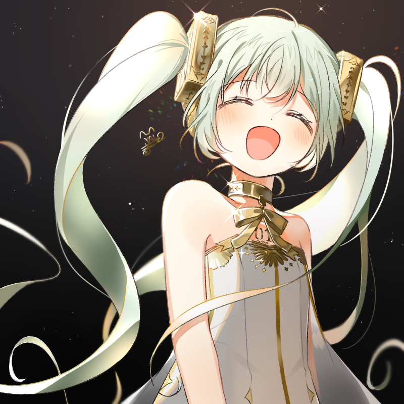 hatsune miku and gramophone miku (vocaloid and 1 more) drawn by yalmyu